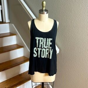 Tyler Jacobs For Feel the Piece “True Story” cotton Racerback Tank Faded Black 